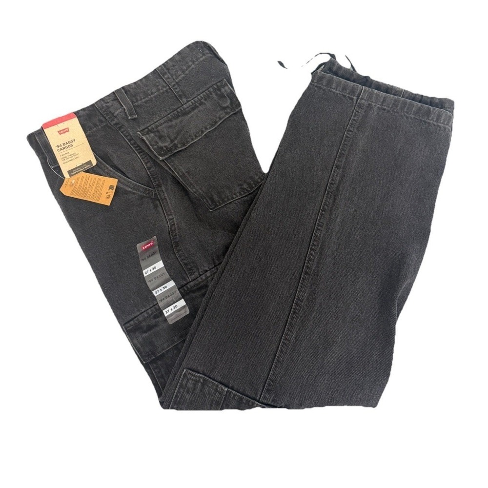 Levis Women's 94 Baggy Cargos 27x30 Black Adjustable Hem Mid Rise Utility Pants